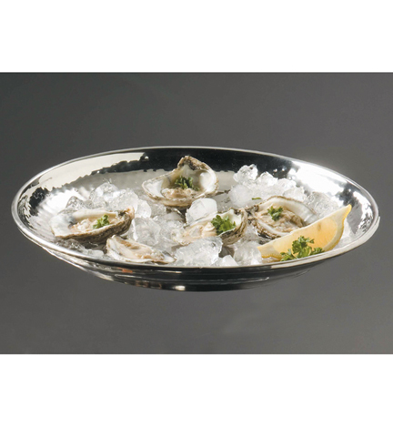 Stainless Steel Hammered Tray 13.5" Dia. x 1"H